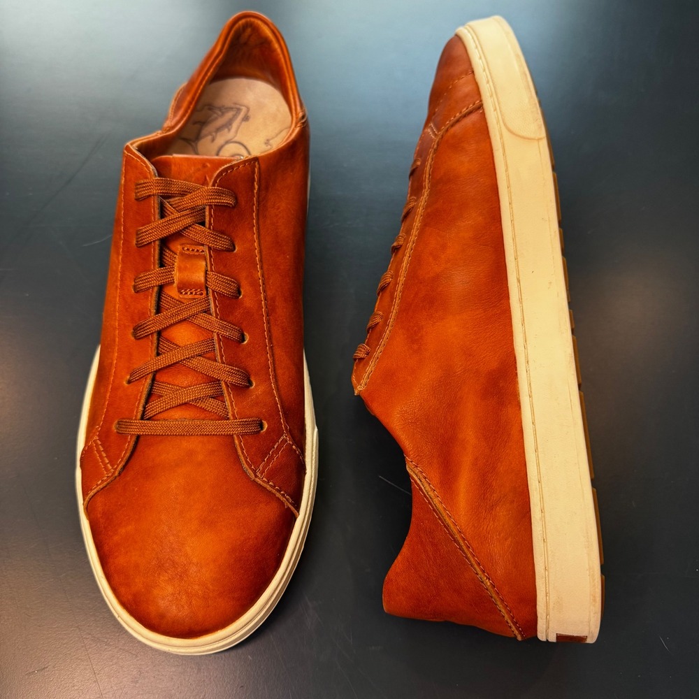 OluKai Kahu Pahaha Men 9.5 Fox Brown Leather Low Top Sneakers 10414-FX19 Casual